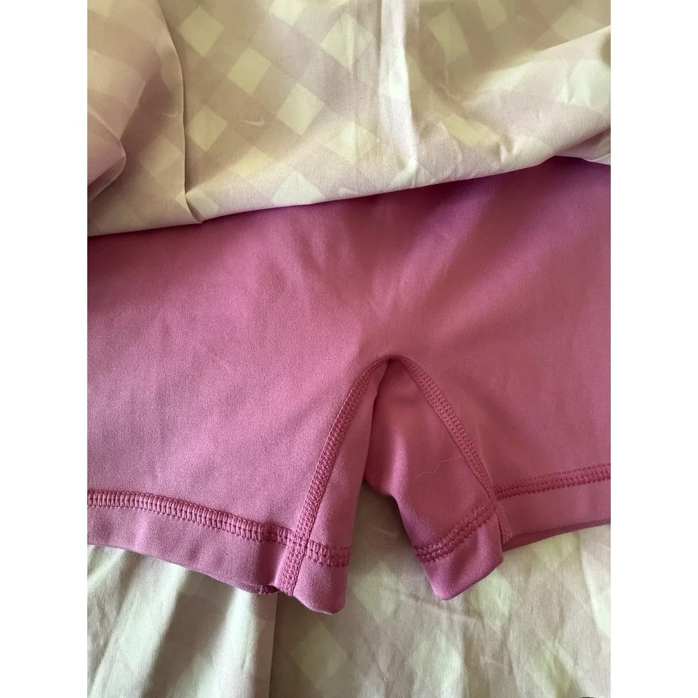 Nike Dri-FIT Printed Club Tennis Skirt DX1142-613 Golf Skort Pink Checkered Sz L